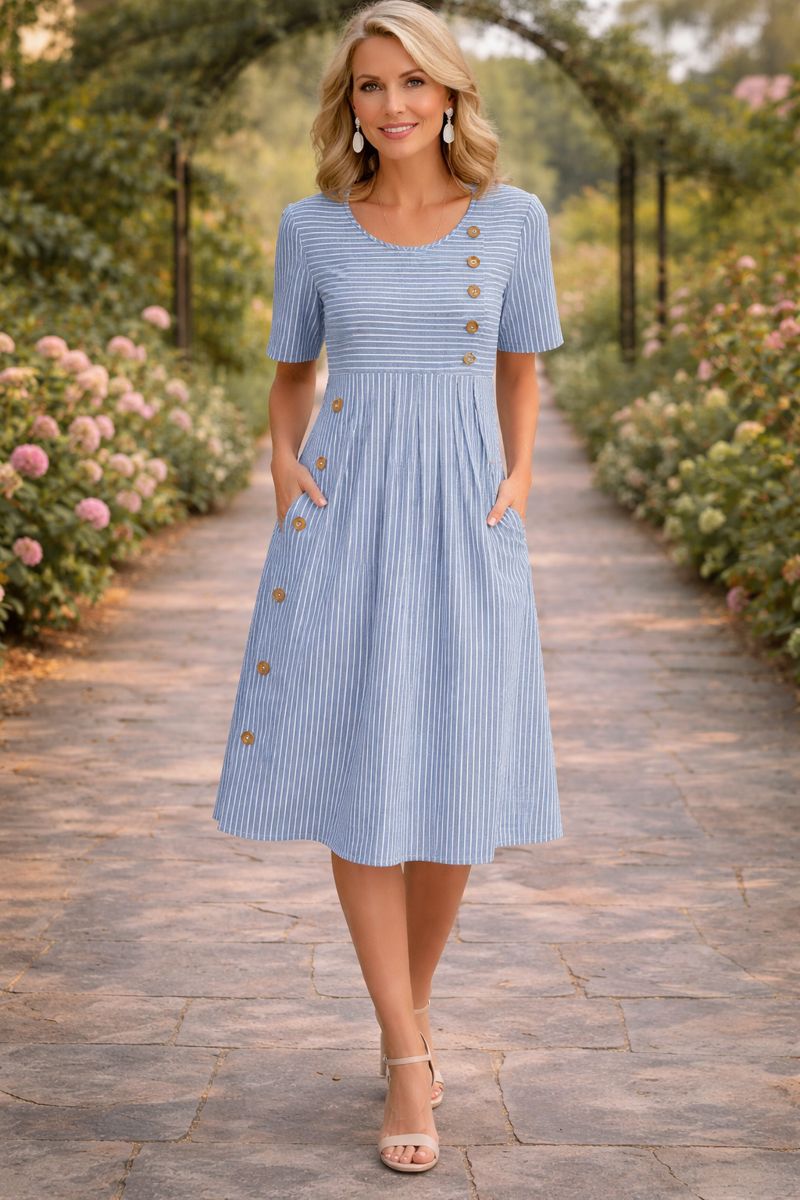 Wanda | Randig Midiklänning